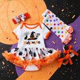 thumbnail image 2 of KPOPLK 4 Piece Baby Girl Halloween Tutu Outfit 3 6 9 12 18 Months Skirted Romper+Headband+Socks +Shoes Halloween Clothing Set Size 0-3 Months,Orange, 2 of 9