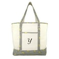 thumbnail image 2 of DALIX Personalized Shopping Tote Bag Monogram Striped Banana Ballent Zippered Letter- Y, 2 of 8
