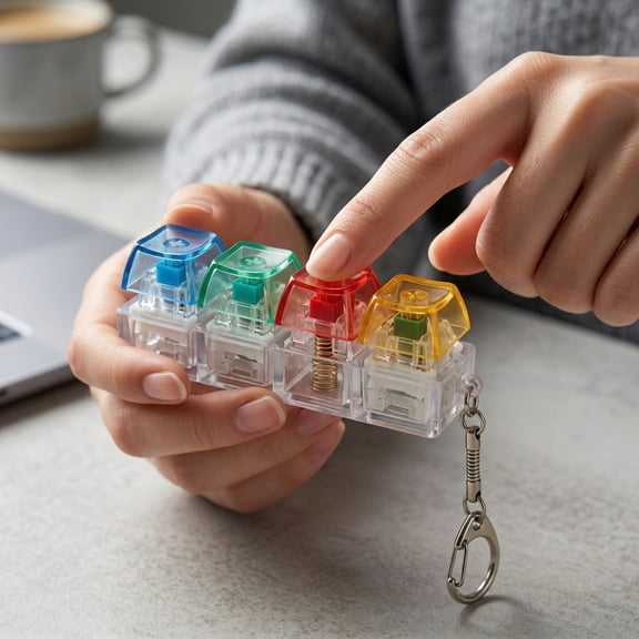 Keyboard Squeeze Toys, Clicky Squeeze Toys, 1X1 In, Transparent Plastic, 1 Pc, Mixed Hues, Portable Carrying, Daily Relaxation Calming
