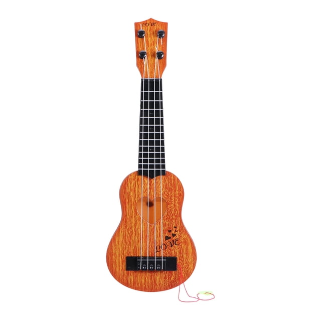 Miangastore Children Small Size Musical Instruments Imitated Ukulele Mini Guitar Playing Toy with Four Strings (39cm, Khaki)