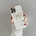 thumbnail image 2 of Side Plating 3D Bow White Soft Phone Case Compatible with iPhone Case (White,iPhone 13), 2 of 6