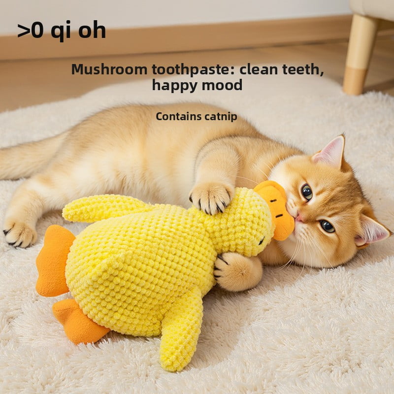 Plush Sleeping Duck with Crinkle Paper Catnip Durable Chew Teething Sound Pet Sound Toys