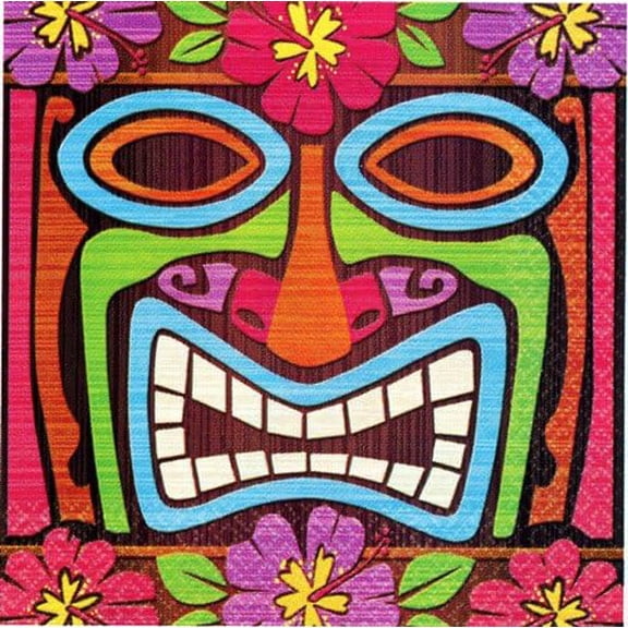 Tiki Time Tropical Hawaiian Luau Summer Beach Party Paper Beverage Napkins