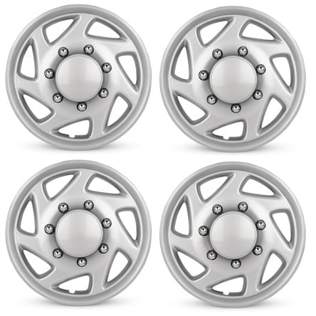 New 4 Pcs Wheel Cover /Hubcaps for 1995-2011 Ford F250 16 inch Rim Painted Silver Plastic