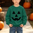 thumbnail image 6 of Risckoth Girl's Pumpkin Face Print Crew Neck Sweatshirt, Warm Long Sleeve Casual Pullover, 6 of 8