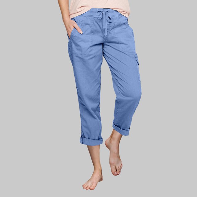 WILLBEST Pantalones Casuales Para Mujer, Elegantes Pantalones de Cintura Elástica Con Bolsillos Para Actividades Al Aire Libre y Deportes, Pantalones Cargo Holgados Para Un Estilo Sin Esfuerzo.