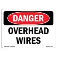 thumbnail image 1 of SignMission OS-DS-P-1824-L-2290 OSHA Danger Sign - Overhead Wires, 1 of 1