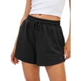 thumbnail image 1 of Shorts de mujer AUTOMET para verano, casuales, de sudadera, negros, talla L, 1 of 5