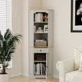 thumbnail image 2 of Lisonu 68" Tall Corner Cabinet with Drawer and Door, Antique White Farmhouse Storage Cabinet with Adjustable Shelves for Living Room, Kitchen, and Bathroom, 2 of 16