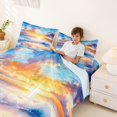 thumbnail image 3 of jejeloiu Sunset Beach Wave Bed Sheets,Colorful Sky Full Size Sheets For Boys,Orange Blue,4 Pieces,1 Flat Sheet, 1 Fitted Sheet and 2 Pillowcases, 3 of 6