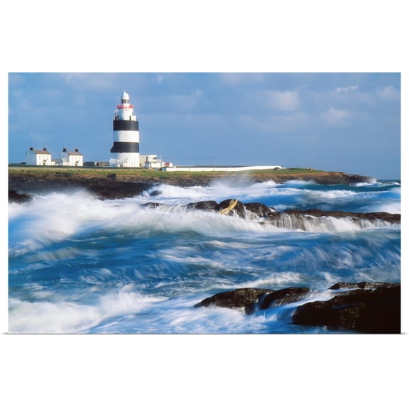 Great BIG Canvas | Rolled Richard Cummins Poster Print entitled Lighthouse On A Stormy Coast, Hook Head, County Wexford, Ireland