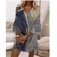 thumbnail image 1 of Vestido corto de manga de siete cuartos para mujer, Jersey holgado con cuello en V, elegante, estilo dulce, estampado, 2023, 1 of 5