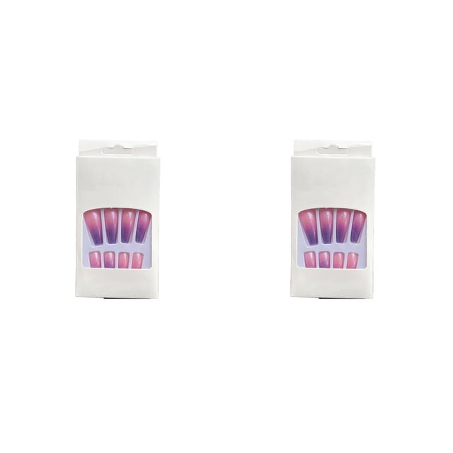 1 Juego de prensa de punta francesa en las uñas, envolturas de moda artificiales con brillo degradado, Kit de manicura DIY de cobertura completa tipo 7 Pegamento 2g, gelatina 24 piezas 2piezas Vogacara CBP262738
