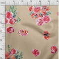thumbnail image 2 of oneOone Polyester Lycra Fabric Leaves & Peach Floral Watercolor Print Fabric BTY 56 Inch Wide, 2 of 4