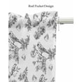thumbnail image 5 of Rustic Flower Linen Curtain Valance for Bedroom/Bathroom/Kitchen/Office/Living/Dining Room Window,Floral Bird Black White Leaf Vintage Herb Pocket Topper Drapes Decorative Cafe Drapery Panel 42"x12", 5 of 6