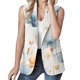 thumbnail image 1 of Gibobby Chaquetas y abrigos para mujer Bolsillos de mujer para primavera y otoño Estampado floral Sin mangas Solapa Chaqueta de traje informal (Blanco, M), 1 of 4