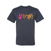 Peace Love Baseball Sports Men's Graphic T-Shirt, Vintage Heather Navy, 3X-Large