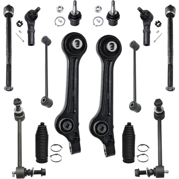 Detroit Axle - 14pc End Kit for Chrysler 300 Dodge Challenger Charge, 2 Front Lower Rearward Control Arms 4 Front Rear Sway Bars 4 Inner Outer Tie Rods 2 Lower Ball Joints 2 Boots Replacement