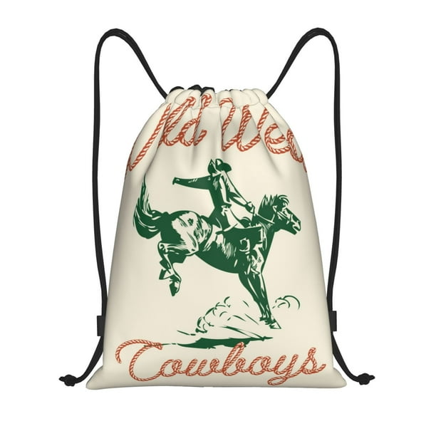 Fotbe West Cowboys Bolsa Mochila con Cordón Estampada, Bolsa de Gimnasio Deportiva, Bolsa Cinch, Bolsa con Cordón para Hombres y Mujeres-Small