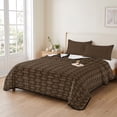 thumbnail image 2 of King Quilt Set 96''x106'', Dark Brown Rattan Lightweight Summer Bedspread Coverlet Set with 2 Pillow Shams, Vintage Abstract Wicker Texture Breathable All Season Quilt Bedding for Bedroom/Guest Room, 2 of 9