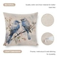 thumbnail image 4 of Decorative Square Pillowcase Cushion Case Spring Summer Vintage Birds with Leaves Cushion Case Elegant Blue Gray Birds Watercolor Wildlife Cooling Pillowcase for Living Room Bedroom 16"x16", 4 of 7