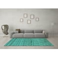 thumbnail image 3 of Ahgly Company Machine Washable Indoor Round Solid Turquoise Blue Modern Area Rugs, 3' Round, 3 of 4