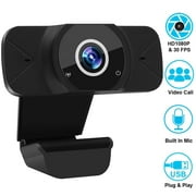 Webcam 1080P with Microphone, Fapreit USB PC Webcam Full HD Web Cameras for Computers Desktop Webcam, Plug and Play, Auto-Focus Web Camera for Video Calling, Conferencing, Recording, Gaming
