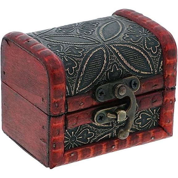 SandT Collection 3 inch Wooden Keepsake Treasure Chest Trinket Box  (Flower)