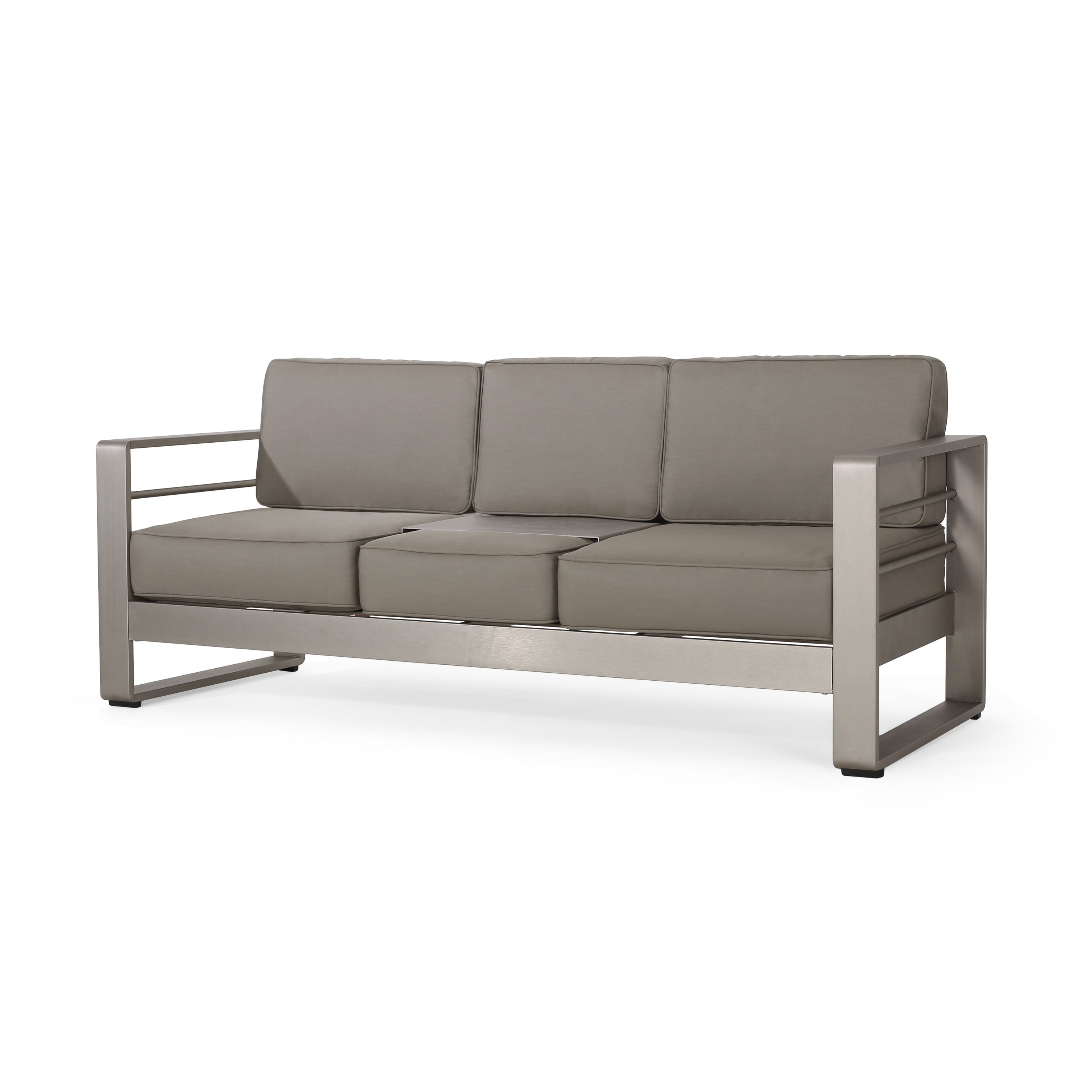 GDF Studio Crested Bay Outdoor Aluminum 3 Seater Sofa with Sunbrella ...