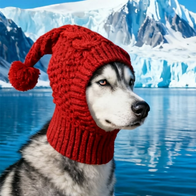 Winter Knitted Hat Fashionable Cold Weather Neck and Ear Warmer for Cat Parties and Pet Events