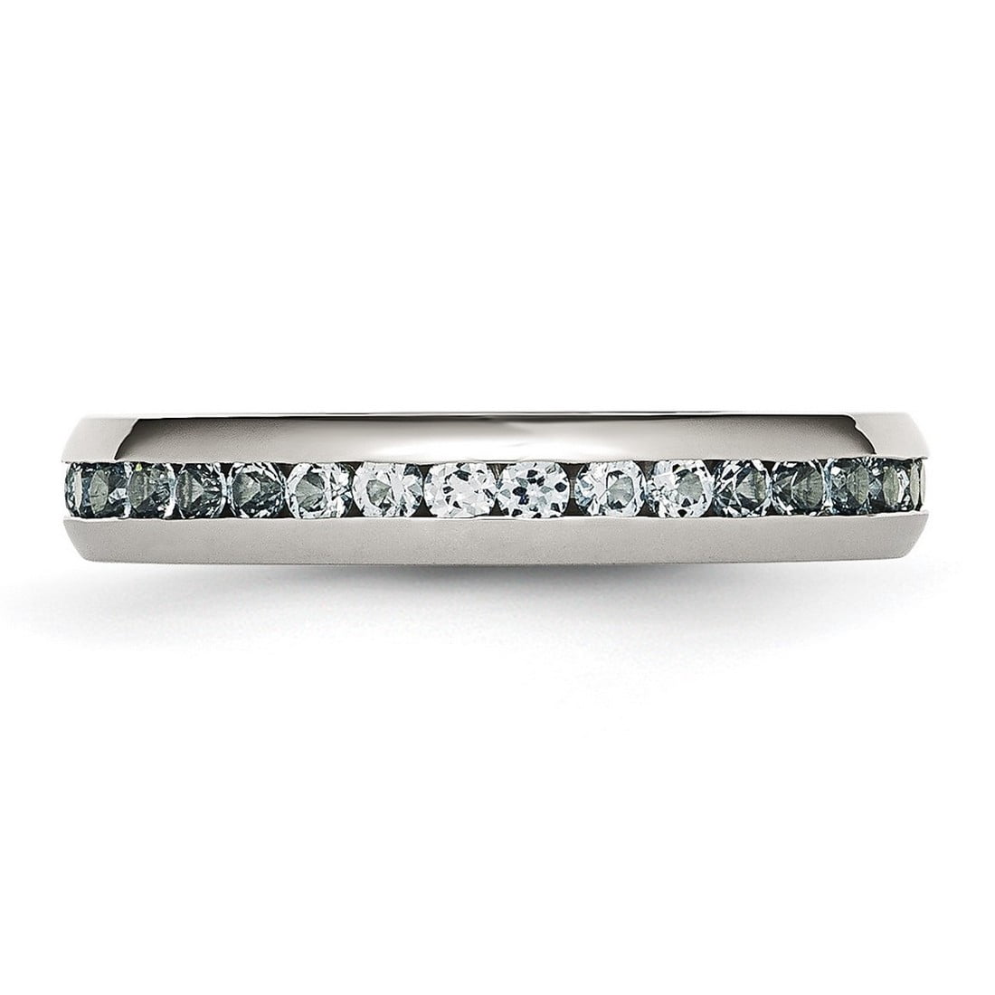 Stainless Steel Polished 4mm March Light Blue Cubic Zirconia Ring Size 7 Ring for Women