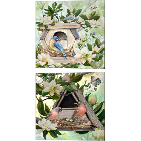 Great Art Now Birdhouse by Diannart 2 Piece Canvas Art Set Each 14"W x 14"H
