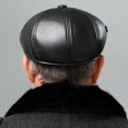 thumbnail image 4 of SikaFu High Quality Leather Beret Cap Men Autumn Winter Hats for Men Elder Man Warm Dad Hats with Earflap Flat Newsboy Cap Beret, 4 of 6