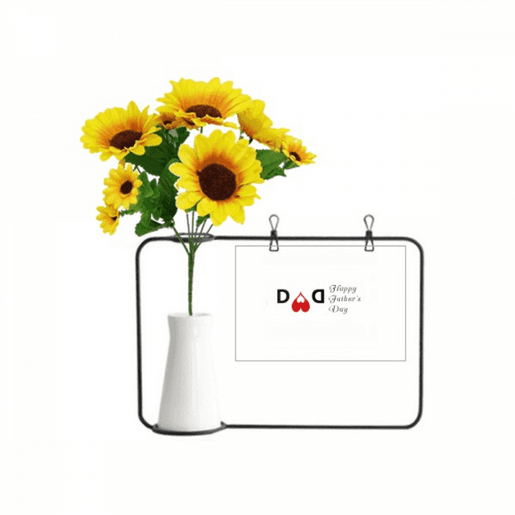 Happy Father Day Love Dad Forever Artificial Sunflower Vases Bottle Blessing Card
