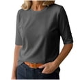 thumbnail image 3 of Yxbdin Basic Tees for Women Summer Crew Neck T Shirts Classic Half Sleeve Tshirts Lightweight Relaxed Fit Tops Solid Color Tees Everyday Daily Wear, 3 of 8