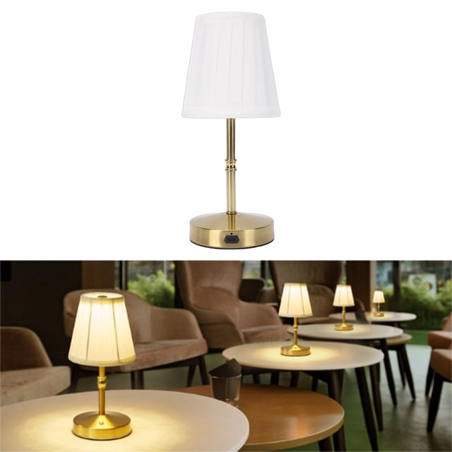 Lámpara De Mesa LED Inalámbrica Con Control Táctil USB, Lámpara De Mesa Regulable Con Sombra De Tela Para Dormitorio