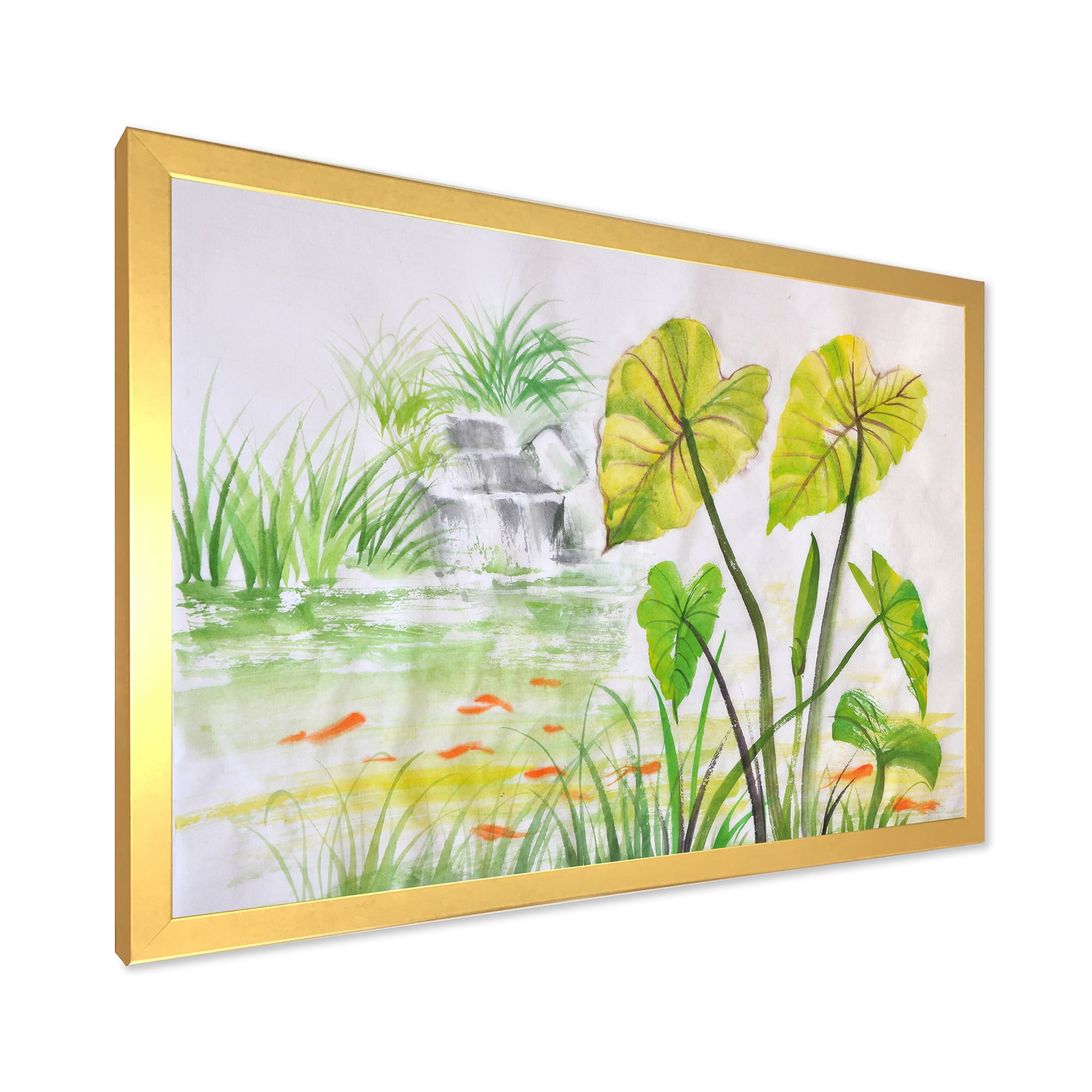 Designart 'Ancient Lotus Pond' Lake House Framed Art Print