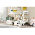 thumbnail image 4 of Newest Full Over Twin & Twin Bunk Bed, Wood Triple Bunk Bed with Drawers , Guardrails, White, 4 of 9