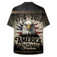 thumbnail image 5 of mgoYE 250th Anniversary Gifts USA T-Shirt Men American Flag Button Shirt USA Flag Stars Stripes Graphic Blouse Patriotic Button Shirt 4th of July T Button Shirt Summer Tops Tee(Dark Gray,4XL), 5 of 6