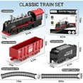 thumbnail image 3 of Teblint Classic Model Train Set w/ Light & Sound, Christmas Train Toy with Locomotive, Cargo Cars & Tracks, Birthday Gift for Boys and Girls, 3 of 8