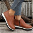 thumbnail image 6 of HUPOM Womens Boots Pumps Low Heel Leather Slip-On Women'S Ankle Boots & Booties Brown 38(US:6.5), 6 of 8