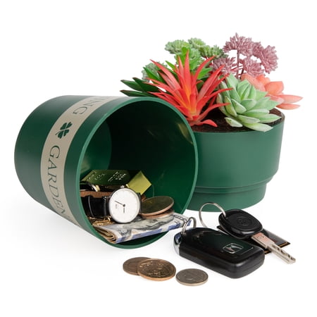 MyMealivos Flower Pot Diversion Safe Secret Storage Hidden Box Keep Your Valuables like Money Keys and Jewelry- Includes Plants-Green