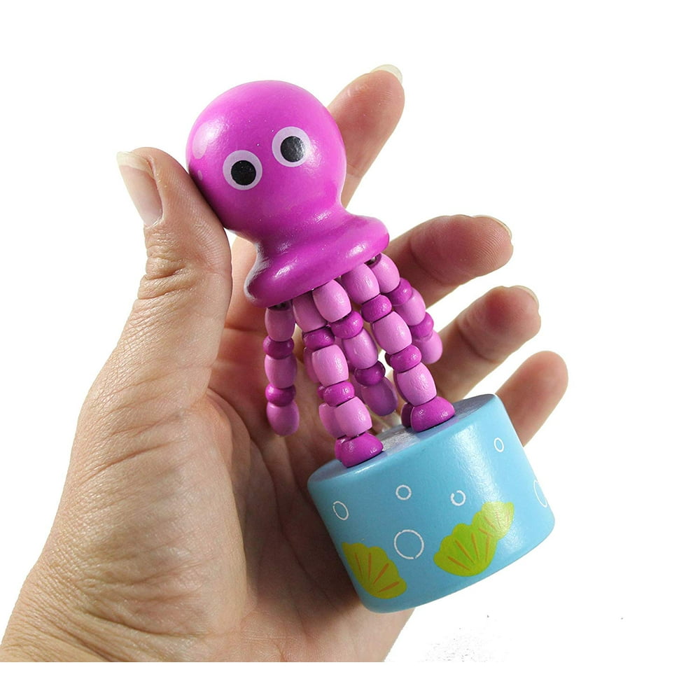 Curious Minds Busy 1 Octopus Wooden Collapsing Thumb Dancing Push