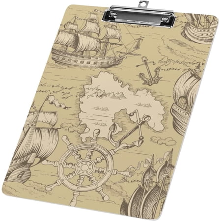 Clipboard Nursing Retro Travel Map Acrylic Clip Board with Low Profile Metal for A4 Paper Size Clip Hangable Office Work School