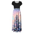 thumbnail image 4 of Robe d'Été pour Femmes 2024 Mode Grande Taille Manches Courtes Imprimé de Noël Style Vacances Grande Jupe Longue Manches Courtes Col Rond Robe 50 % de Réduction Liquidation!, 4 of 4