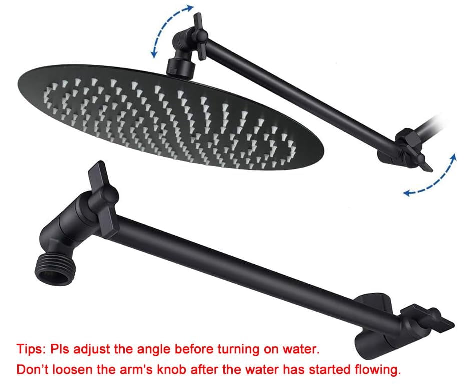 Rain Shower Head with 11 Inch Adjustable Arm, High Pressure Stainless Steel Rainfall Shower, Ultra-Thin Design, Pressure Boosting Chrome Finish