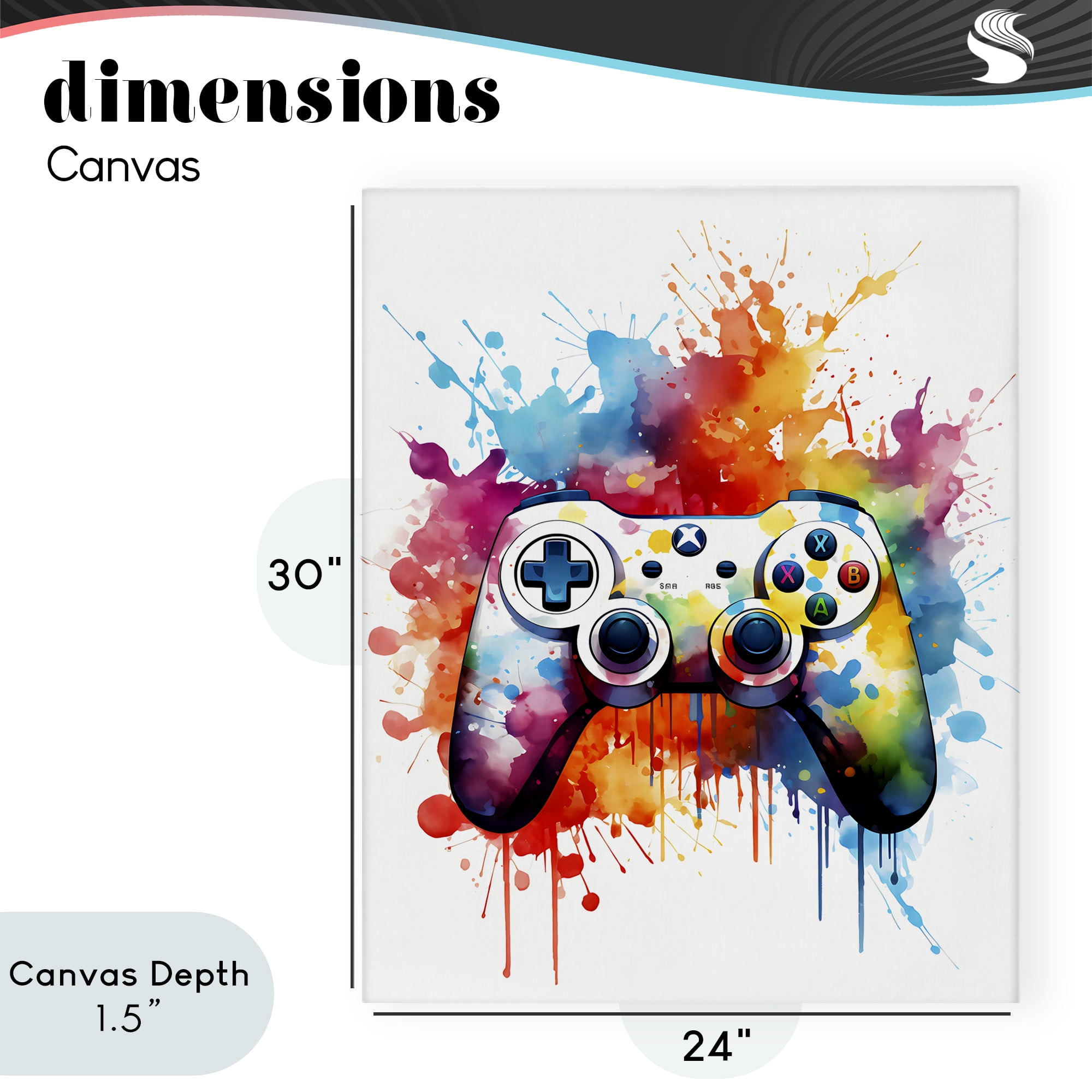 Stupell Industries Color Burst Game Controller Canvas Wall Art, design by Creative Studio