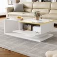 thumbnail image 4 of 35.4 inch Long Coffee Table, High-Gloss White. Side Tables, Coffee Tables with Glass and LED Effect, 4 of 23