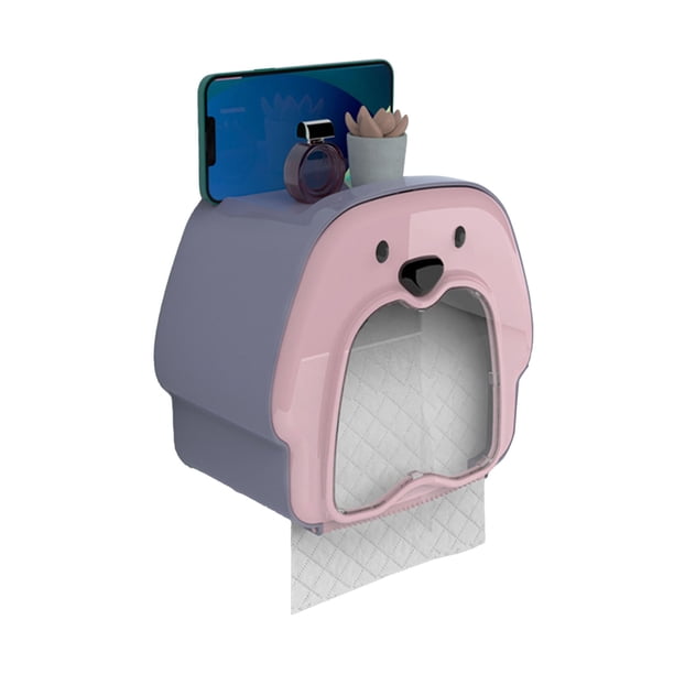 Dispensador de pañuelos montado en la pared Linda caja de almacenamiento de pañuelos para colgar en la pared Cubierta de caja de pañuelos faciales multiusos para baño Púrpura y rosa