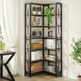 thumbnail image 3 of Tribesigns 7-Tier Corner Shelf, Industrial Display Bookshelf, Freestanding Wood and Metal Corner Etagere Bookcase for Living Room, Kitchen, Home Office, 3 of 10